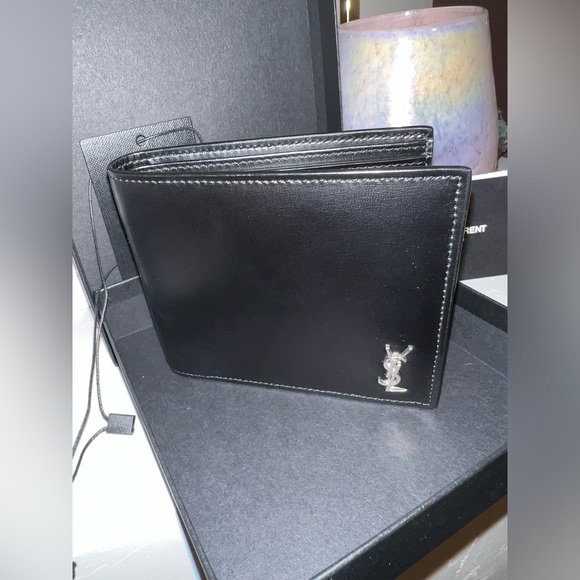 YSL black leather mens wallet! Comes with box, tags, & paperwork in photos! - Picture 14 of 15